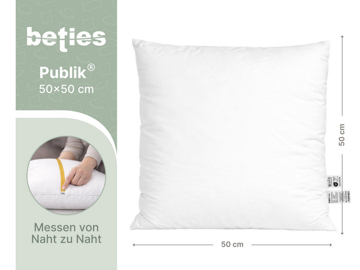 FEDERKISSEN Publik 50/50 cm - Creme, Textil (50/50cm) - beties Heimtextil