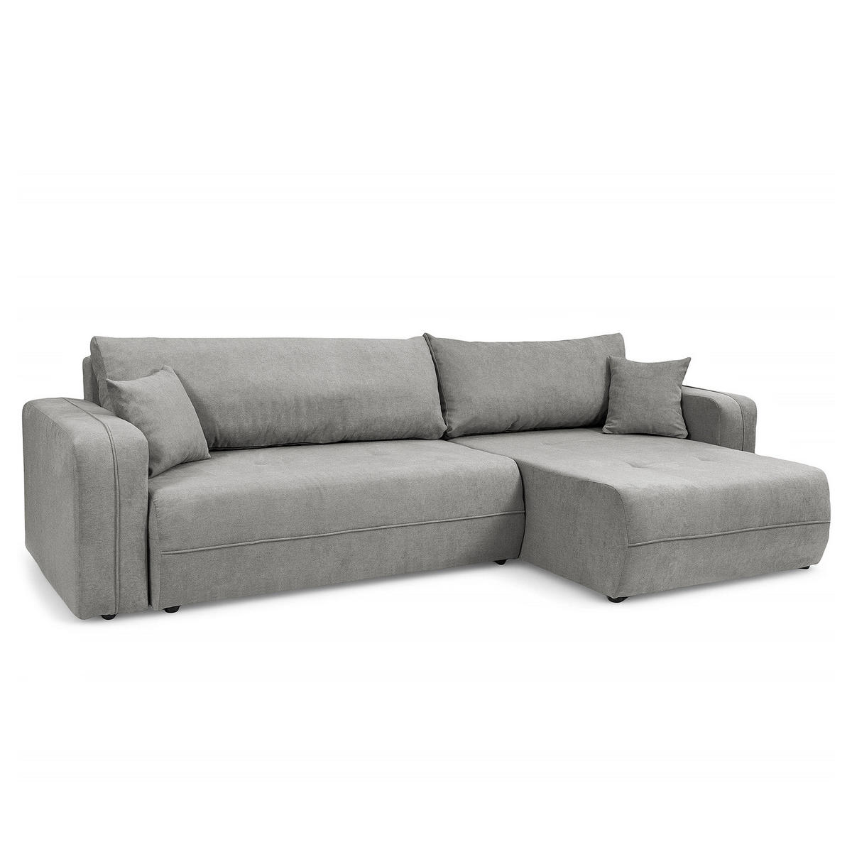 ECKSOFA mit Schlaffunktion - 272 cm - Schwarz/Grau, Kunststoff/Textil (272/145cm) - home24