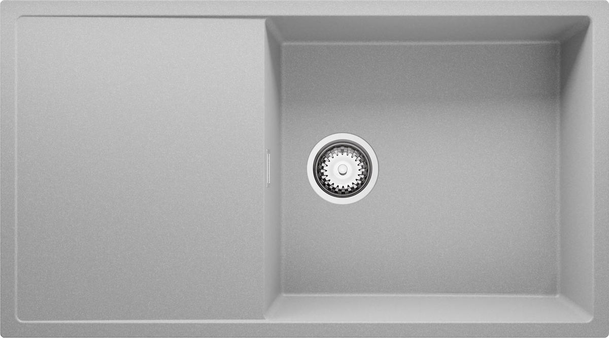 SPÜLBECKEN Ibiza, 2-er set Grau 90/50 cm 1 Becken + Ablauf-Set ab 60er Unterschrank - Chromfarben/Grau, Kunststoff (90/19/50cm) - Primagran