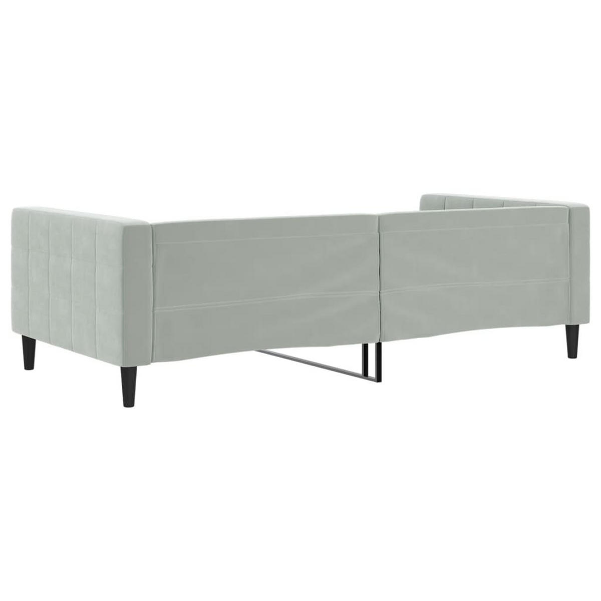 TAGESBETT Hellgrau 100/200 Cm Samt - Grau, Textil (100/200cm) - vidaXL