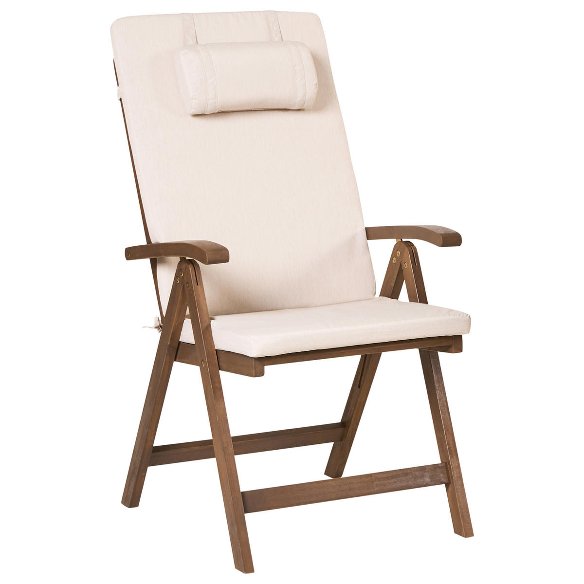 GARTENSTUHL 2er-Set Dunkelbraun/Hellbeige Amantea Premium - Dunkelbraun/Beige, Holz (54/105/69cm) - Beliani