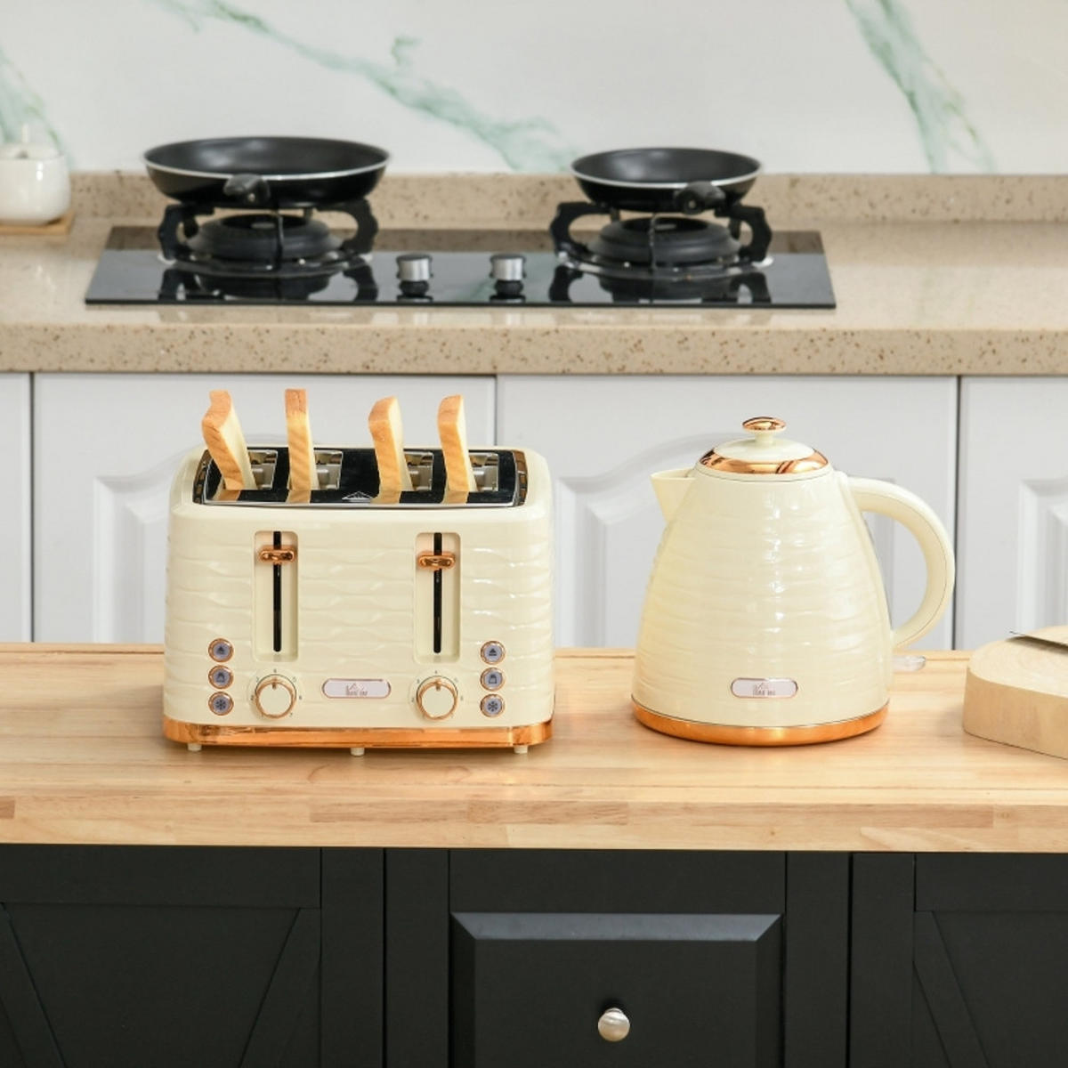 WASSERKOCHER-TOASTER Set 7 Bräunungsstufen Beige - Beige, Kunststoff (19.5/23.2/24.1cm) - Rolipo