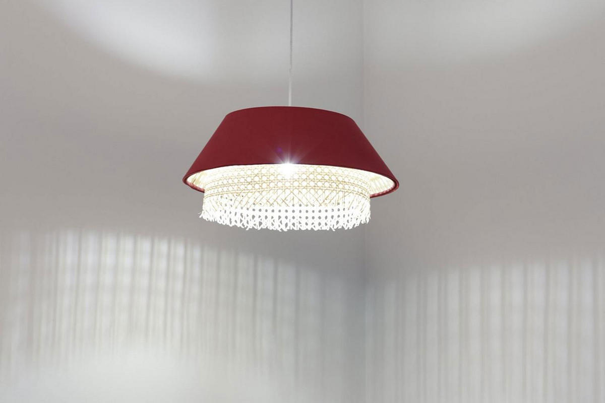 HÄNGELEUCHTE Rot 40/19 cm - Rot, Naturmaterialen (40/1.3/19cm) - ONZENO