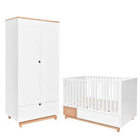 BABYZIMMER 2-teilig Weiß und Holz - Weiß, Holzwerkstoff (144/96/75cm) - Petits-meubles