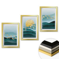 WANDBILDER 3er Set - 20x30 cm Goldrahmen - Abstrakte Sonnenuntergangslandschaften - Goldfarben, Kunststoff (20/30cm) - ArtPrintCave