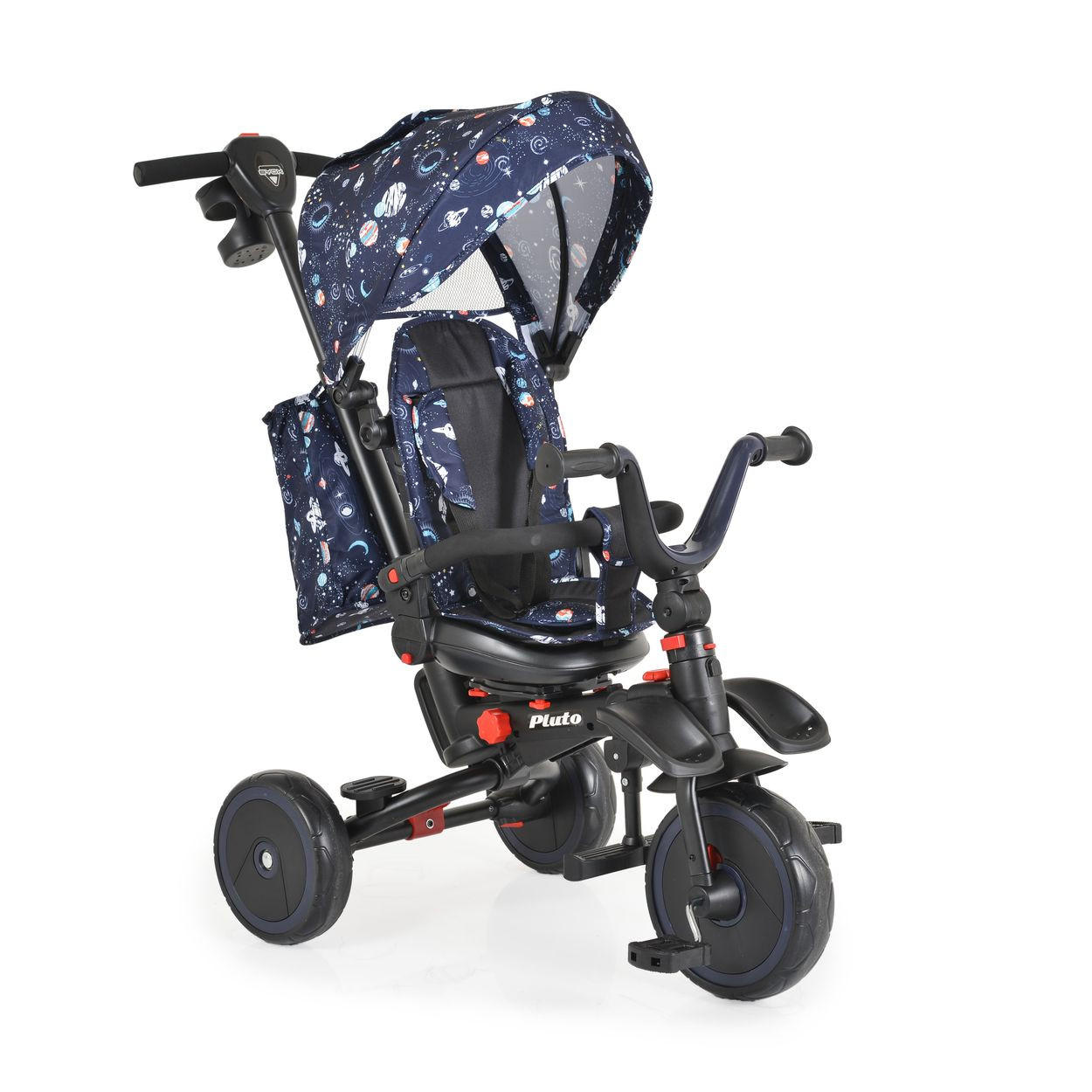 DREIRAD Pluto faltbar blau EVA-Reifen, Schiebestange, Sitz drehbar - Blau, Metall (95/52/69cm)
