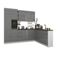 ECKKÜCHE 350 x 260 cm – Aspen KA4-M360 - in Grau/Hochglanz - Grau, Holz (610/212/58cm)