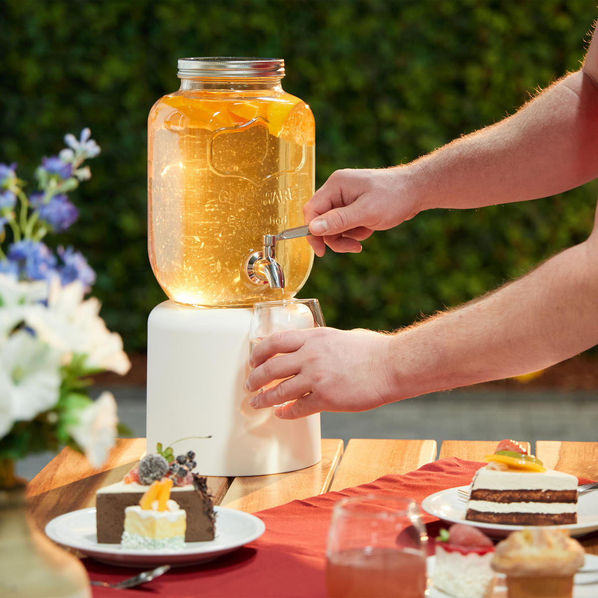 2XGETRÄNKESPENDER - Transparent, Glas/Metall (4L) - Relaxdays