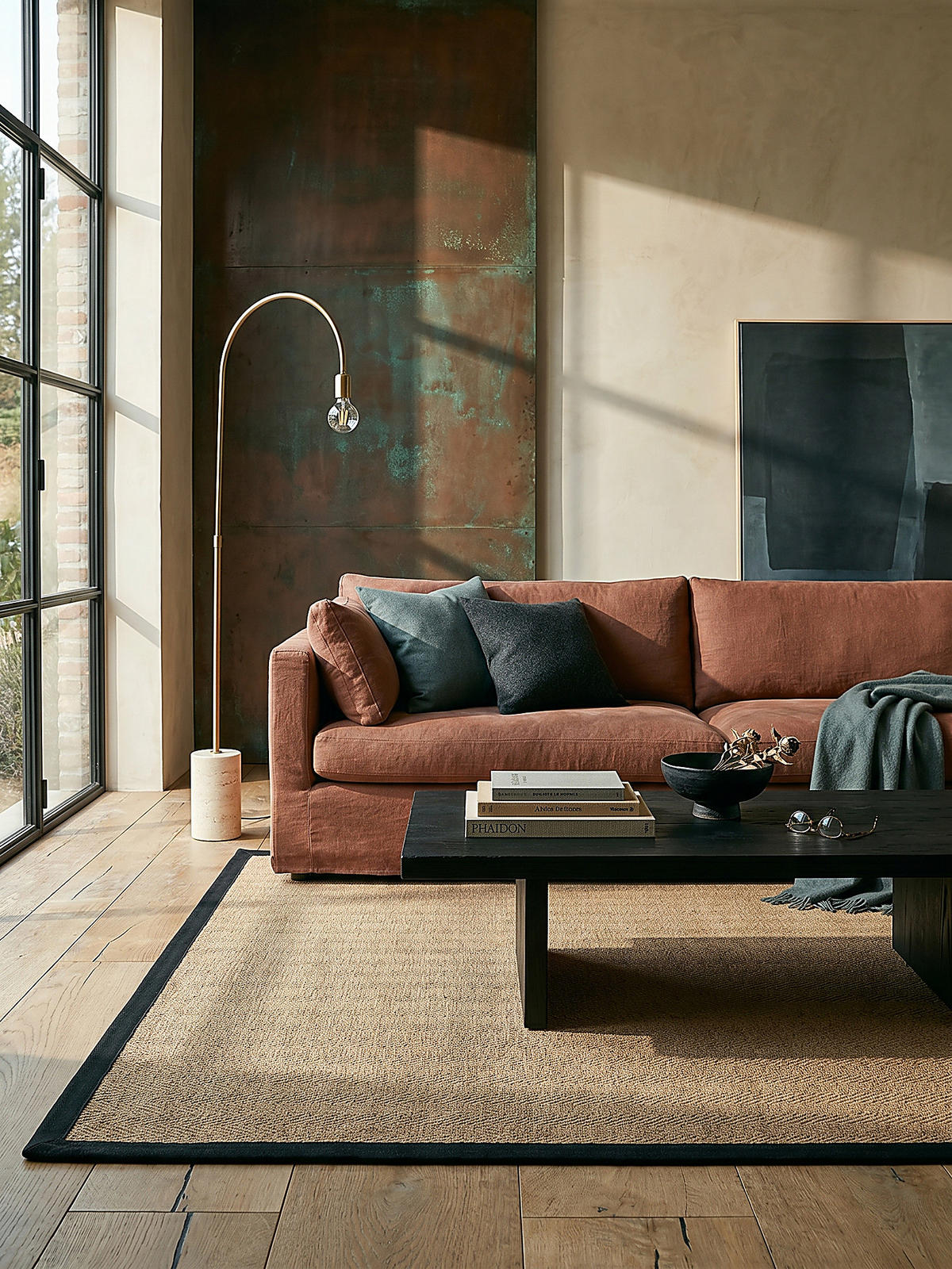 JUTETEPPICH TRENT, geometrisch, Braun-Schwarz, 120 x 170 cm - Schwarz/Naturfarben, Textil (120/170cm) - KADIMA DESIGN