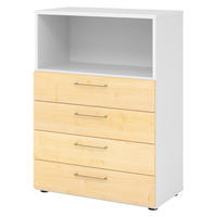 SCHUBLADENSCHRANK - 4 Schübe 42/80/110 cm in Weiß/Ahornfarben - Ahornfarben/Weiß, Holzwerkstoff (80/110/42cm) - bümö