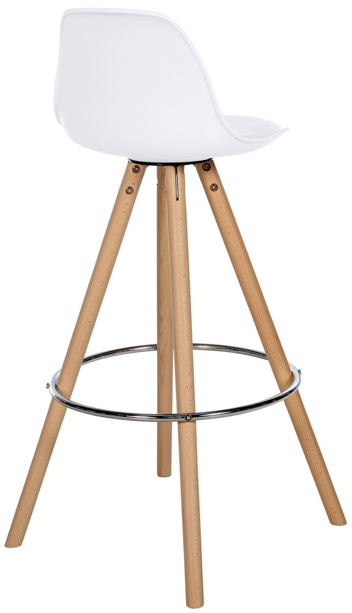 BARHOCKER Lederlook weiß - Eukalyptusholzfarben/Weiß, Holz/Textil (38/99/44cm) - CLP
