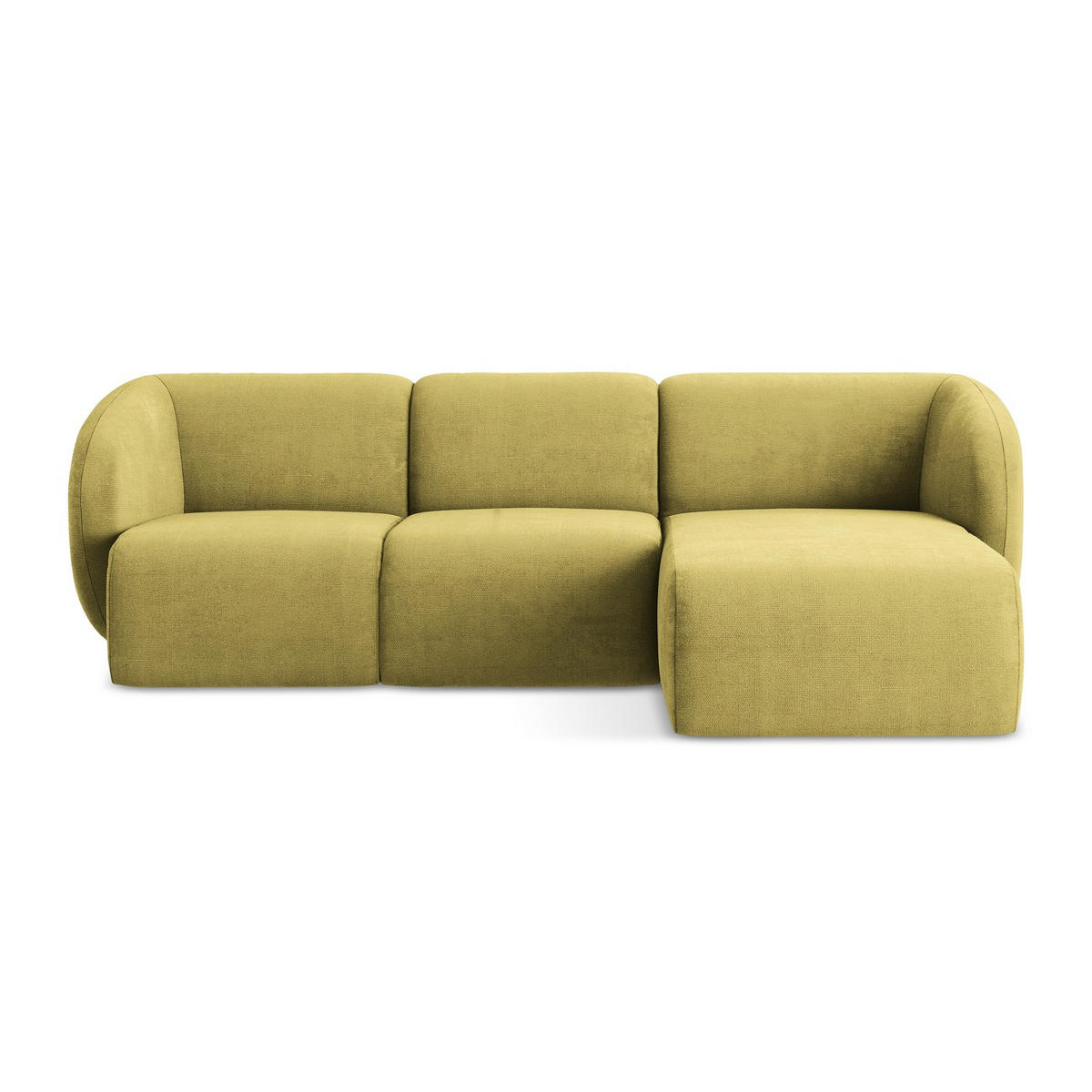 ECKSOFA Rechts Chenille Stoff Grün - Limette/Schwarz, Holzwerkstoff/Kunststoff (248/166cm) - LaMiaSofa