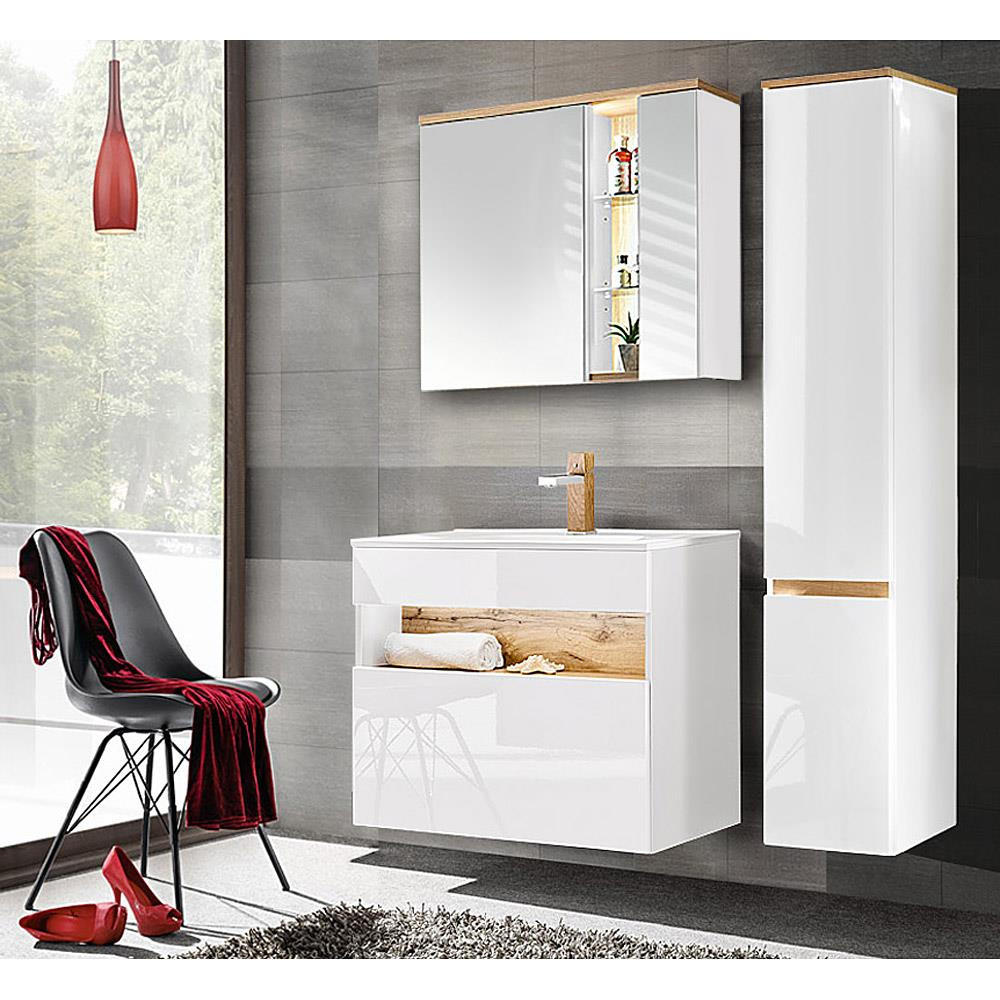 BADMÖBEL-SET 4-TLG. Bermuda-56 - Weiß, Holzwerkstoff (135/200/45cm) - Lomado