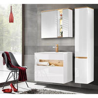 BADMÖBEL-SET 4-TLG. Bermuda-56 - Weiß, Holzwerkstoff (135/200/45cm) - Lomado