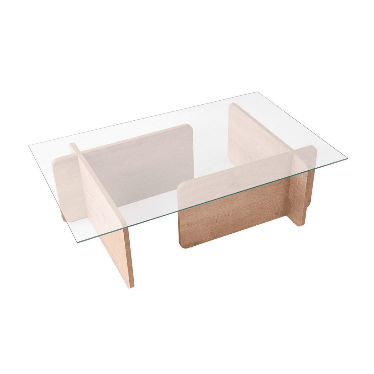 COUCHTISCH mit Tischplatte aus gehärtetem Glas 105/65/30 cm - Eichefarben, Holzwerkstoff (110/65/30cm) - Calicosy