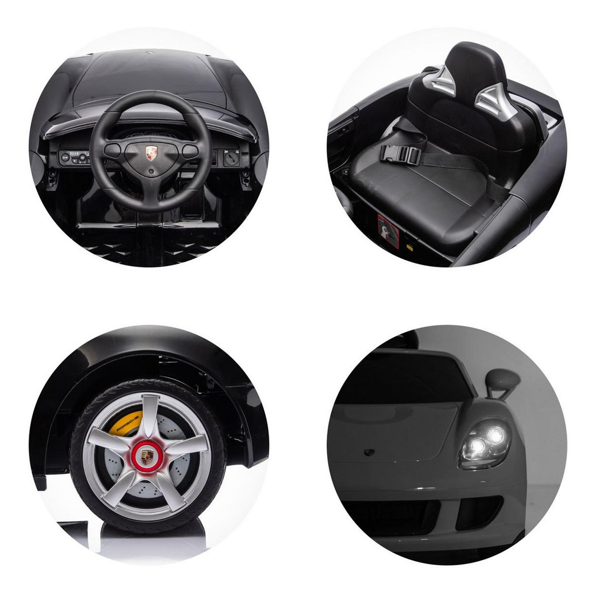 ELEKTROAUTO Porsche Carrera GT schwarz Fernbedienung Bluetooth 2 Motoren - Schwarz, Kunststoff (109/59/45cm) - Chipolino