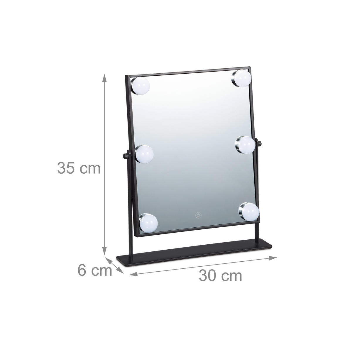 HOLLYWOODSPIEGEL - Schwarz, Glas/Metall (30/35/6cm) - Relaxdays