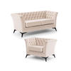 SITZGARNITUR 2+1 Chesterfield Whitby Beige Samt mit schwarzen Füßen - Beige/Schwarz, Holz/Textil (175/78/82cm) - S-Style Möbel