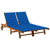 2-PERSONEN-SONNENLIEGE mit Auflagen Akazie Massivholz - Blau, Holz (200/76/200cm) - furnicato