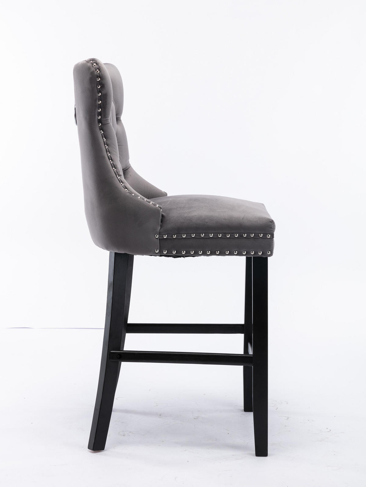 BARSTUHL 2er-Set mit hoher Rückenlehne Samt Grey - Grau, Metall (50/66/60cm) - Meubliv