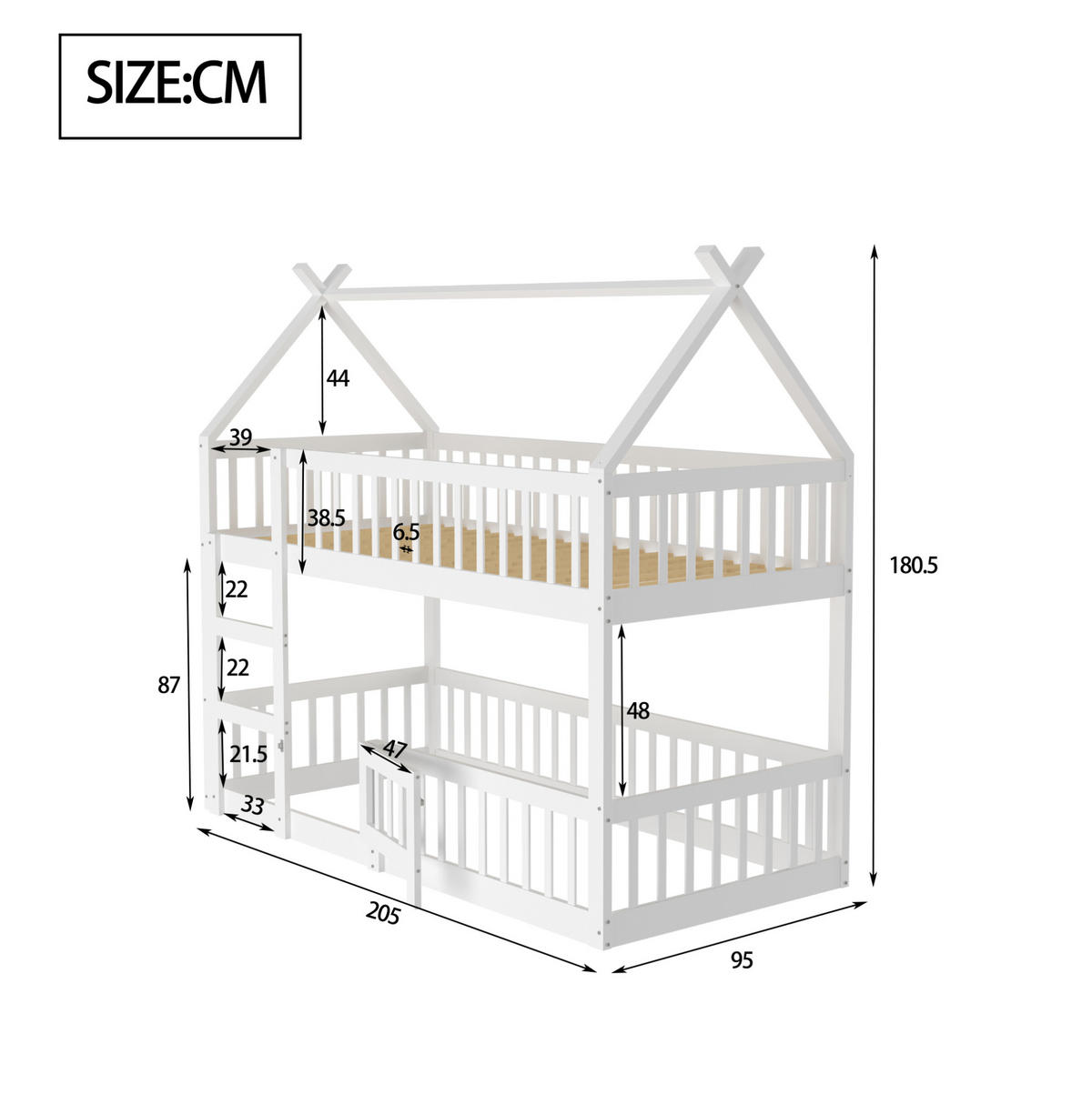 ETAGENBETT 90/200 cm Weiß mit Treppe aus Massivholz - Weiß, Holz (90/200cm) - MIVRAY