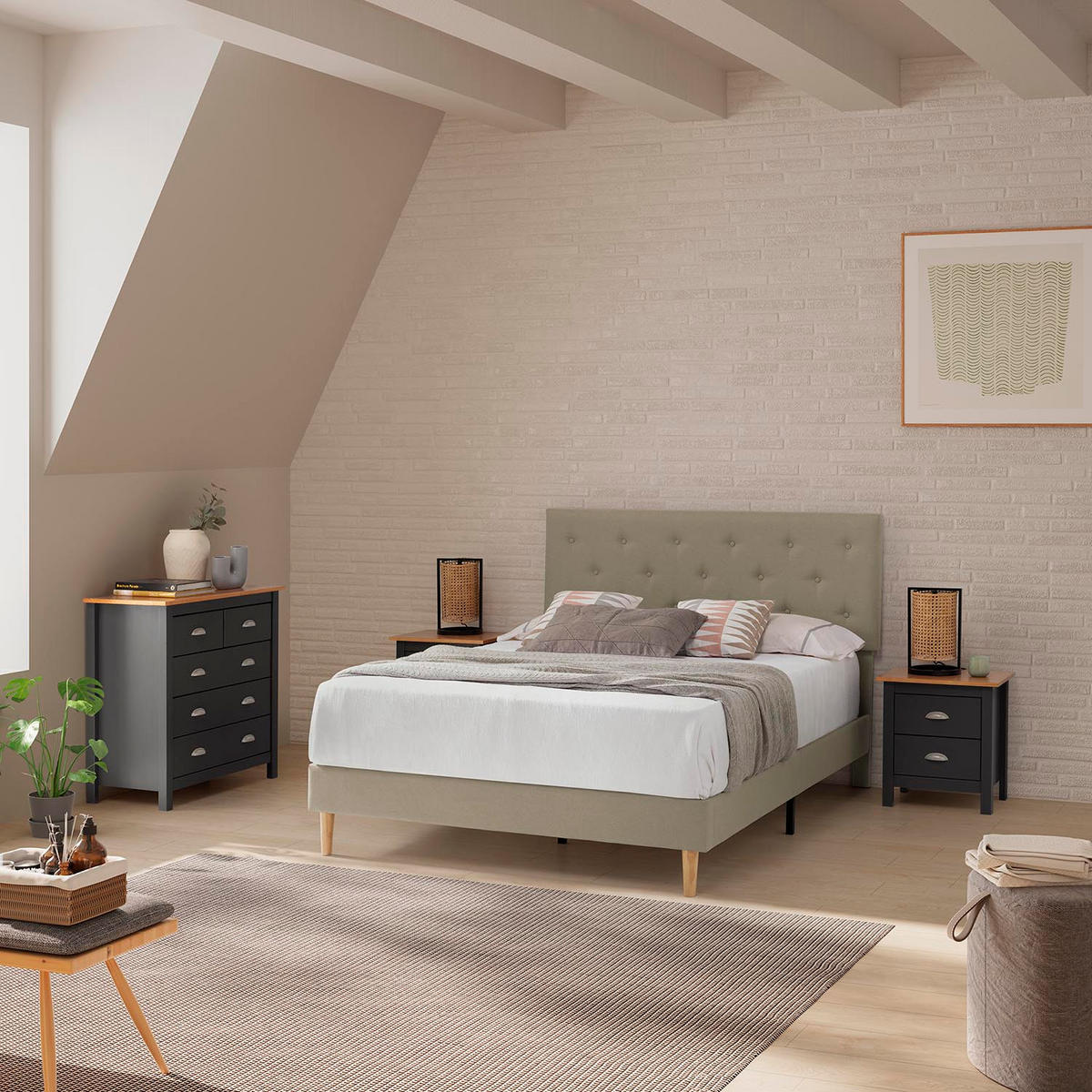 POLSTERBETT 90x190 cm Rosi, Beige - Beige, Textil (90/190cm) - VS Venta-stock