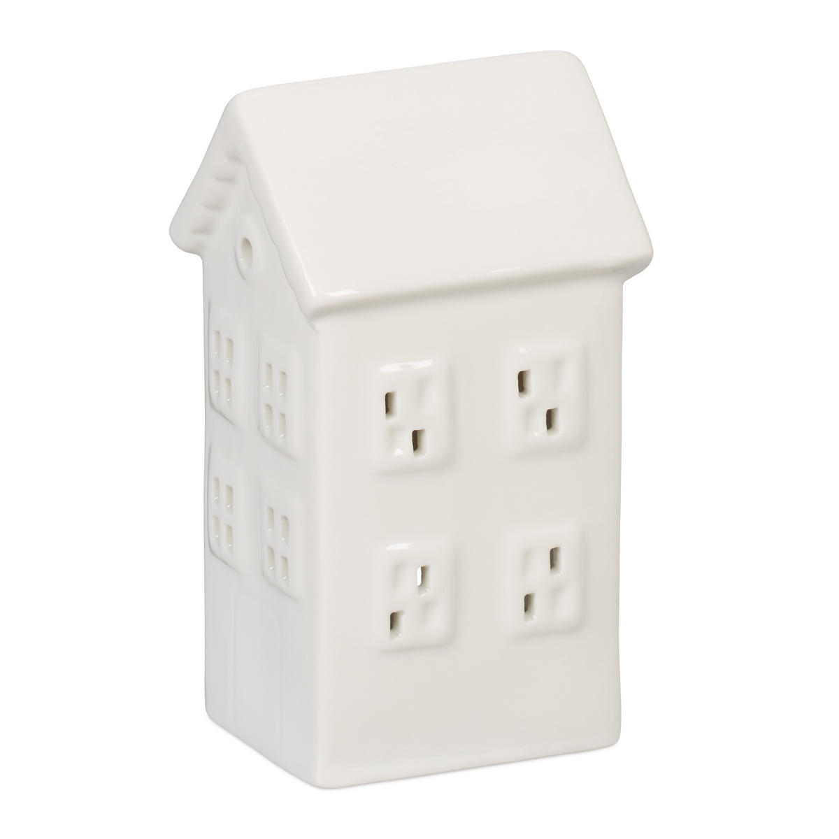 TEELICHTHAUS - Weiß, Keramik (12cm) - Relaxdays