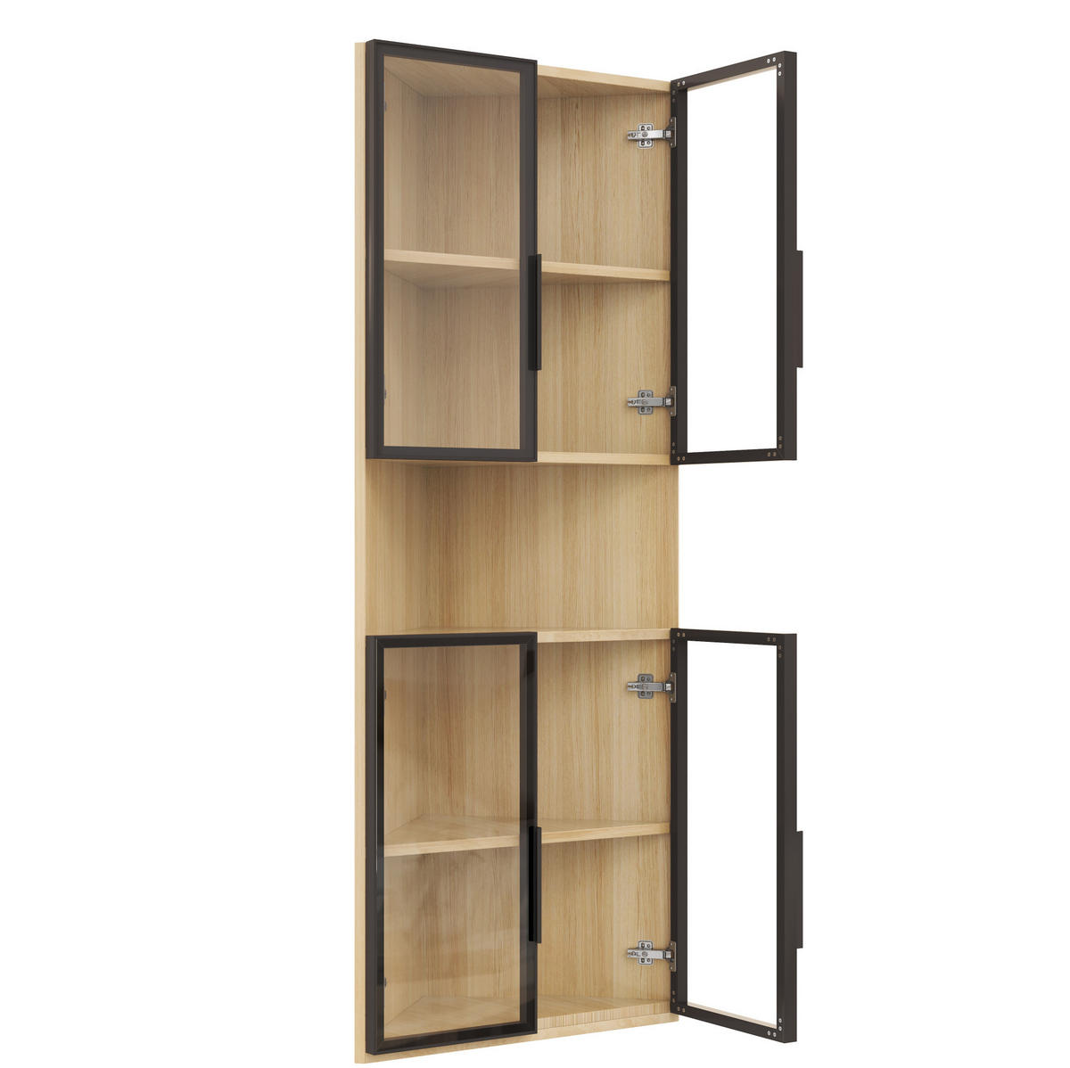 VITRINE 62/32/160 cm aus MDF mit LED-Beleuchtung Eichefarben - Eichefarben, Holzwerkstoff (62/160/32cm) - Modenvie