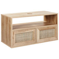 WASCHBECKENUNTERSCHRANK wandmontiertk 86 cm Hellbraun Rosell - Naturfarben, Holzwerkstoff (86/45/40cm) - Beliani