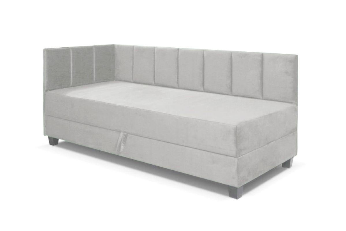 BOXBETT Kinderbett Eryk 100x200 cm mit Matratze und Bettkasten, links, hellgrau - Hellgrau, Kunststoff (100/200cm) - Margaret Hadas24