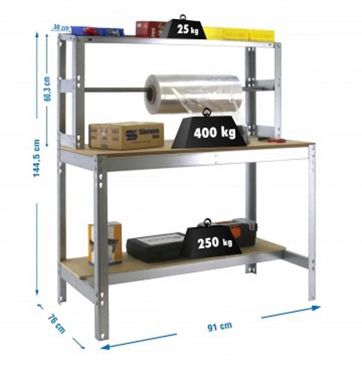 PACKTISCH Buffalo HxBxT 84 x 90 x 76 cm Traglast 400 kg Verzinkt - Silberfarben, Metall (90/84/76cm) - PROREGAL