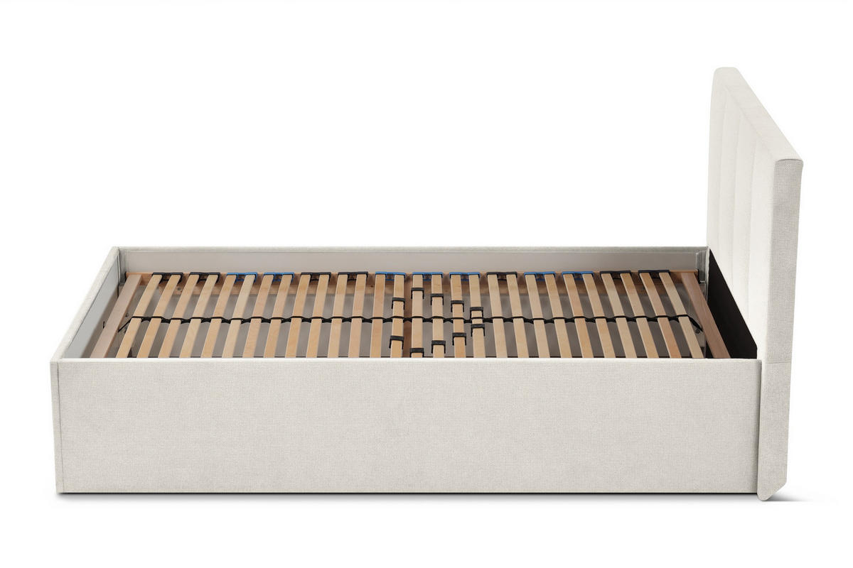 POLSTERBETT Dalas Beige 100 x 200 x 40 cm Stauraum Mit hochwertiger Matratze H2 (bis 100 kg) und Lattenrost - Beige, Holz (100/200cm) - Halmon Schlafkomfort Betten 