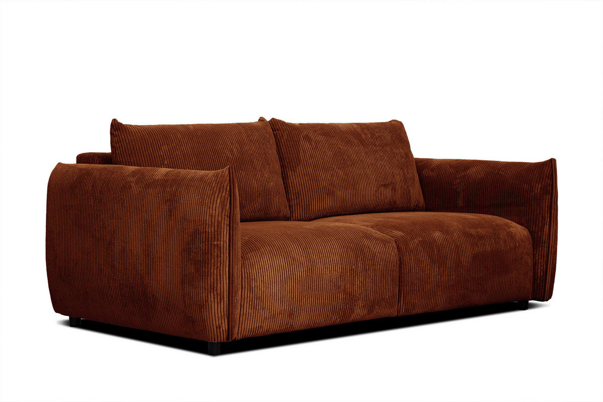 SOFA TAUER 3-Sitzer, orange - Dunkelorange/Schwarz, Holzwerkstoff/Kunststoff (112/84/206cm) - Courtois Laville