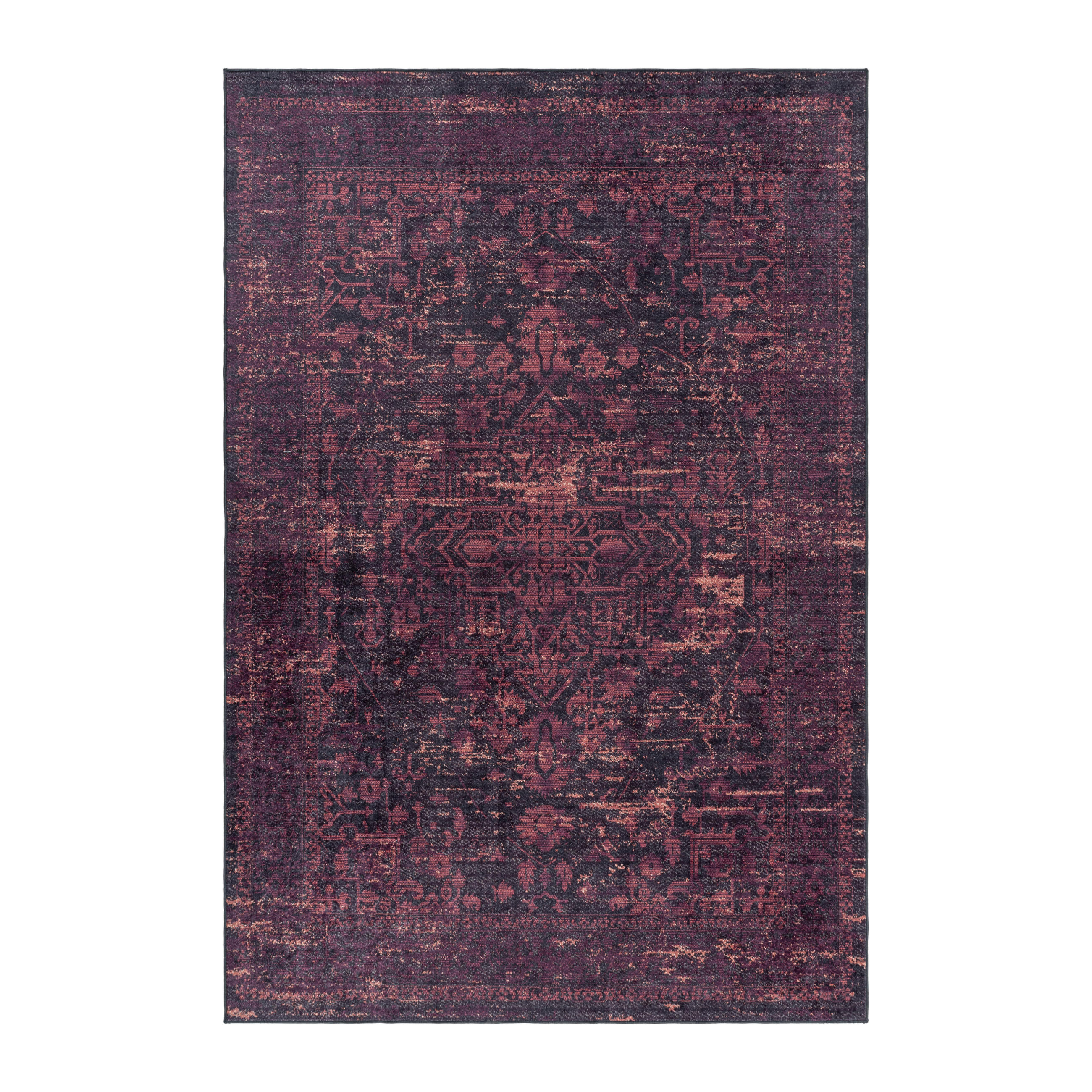 TEPPICH Waschbar Flachgewebe Vintage Look Polyester Wohnzimmer Rot Läufer 80x150 - Rot, Textil (80/150cm) - KADIMA DESIGN