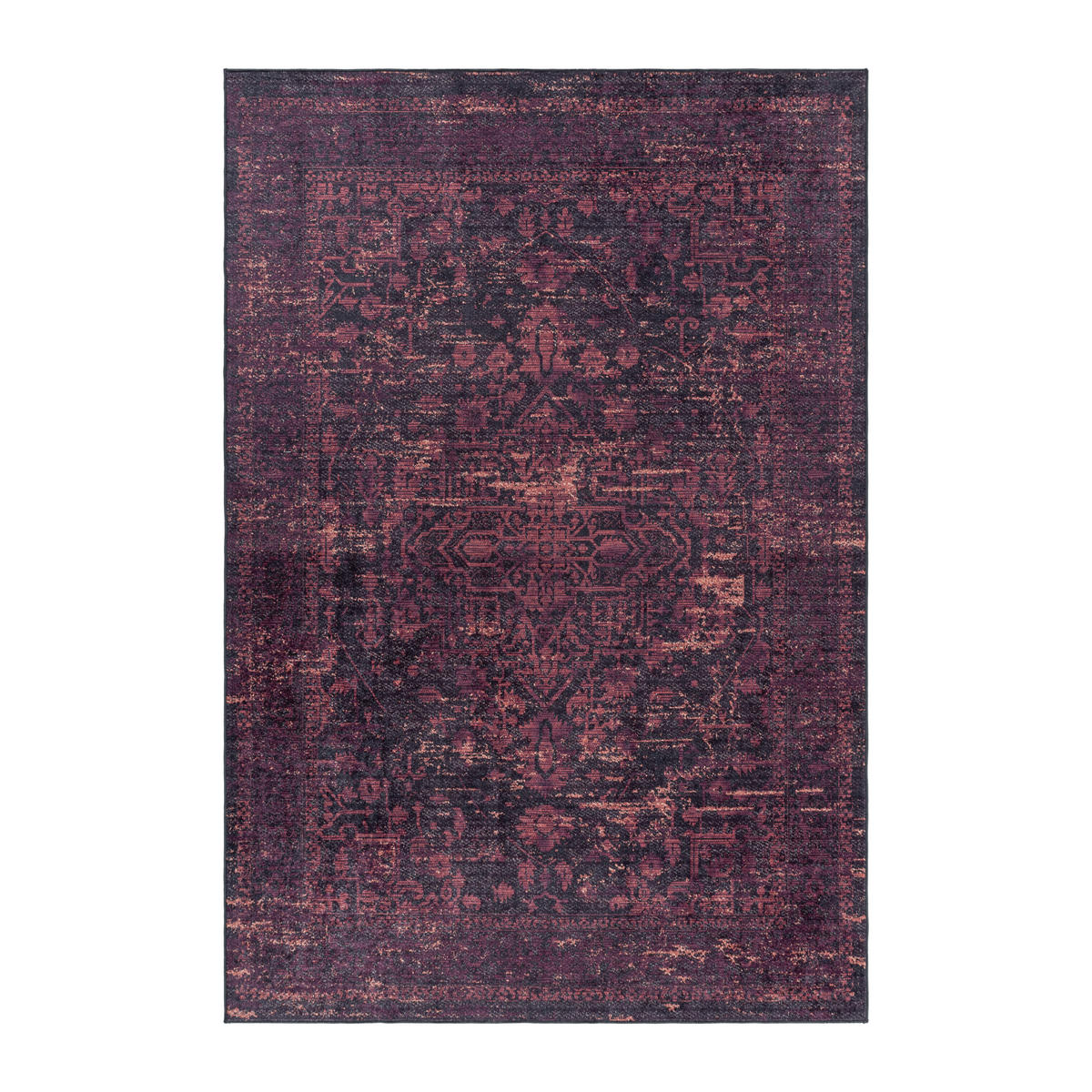 TEPPICH Waschbar Flachgewebe Vintage Look Polyester Wohnzimmer Rot Rechteckig 200x290 - Rot, Textil (200/290cm) - KADIMA DESIGN