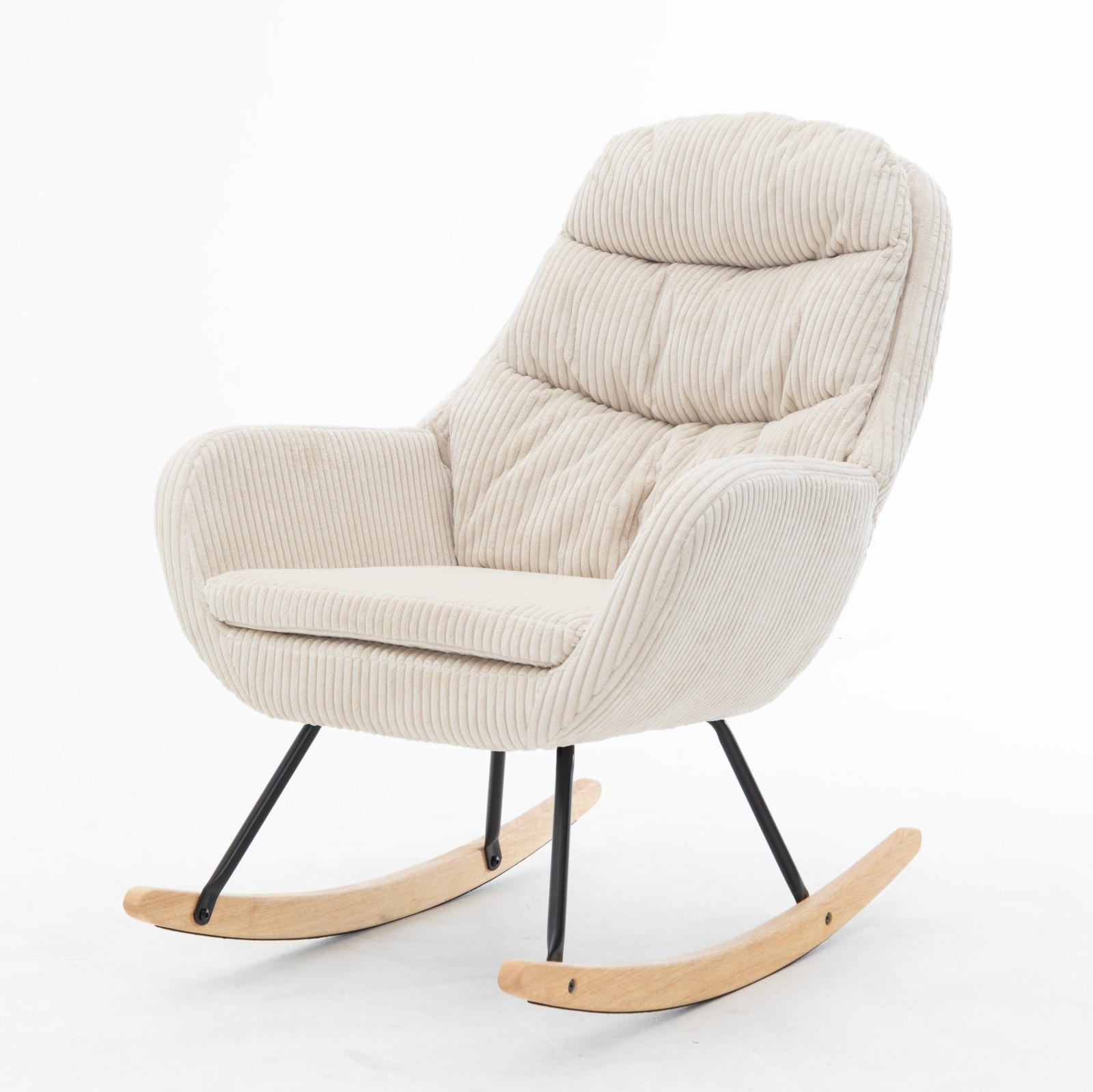 SCHAUKELSTUHL aus Cordstoff mit Metallrahmen 74x94x96 cm, Beige - Beige, Metall (74/96/94cm) - Modenvie