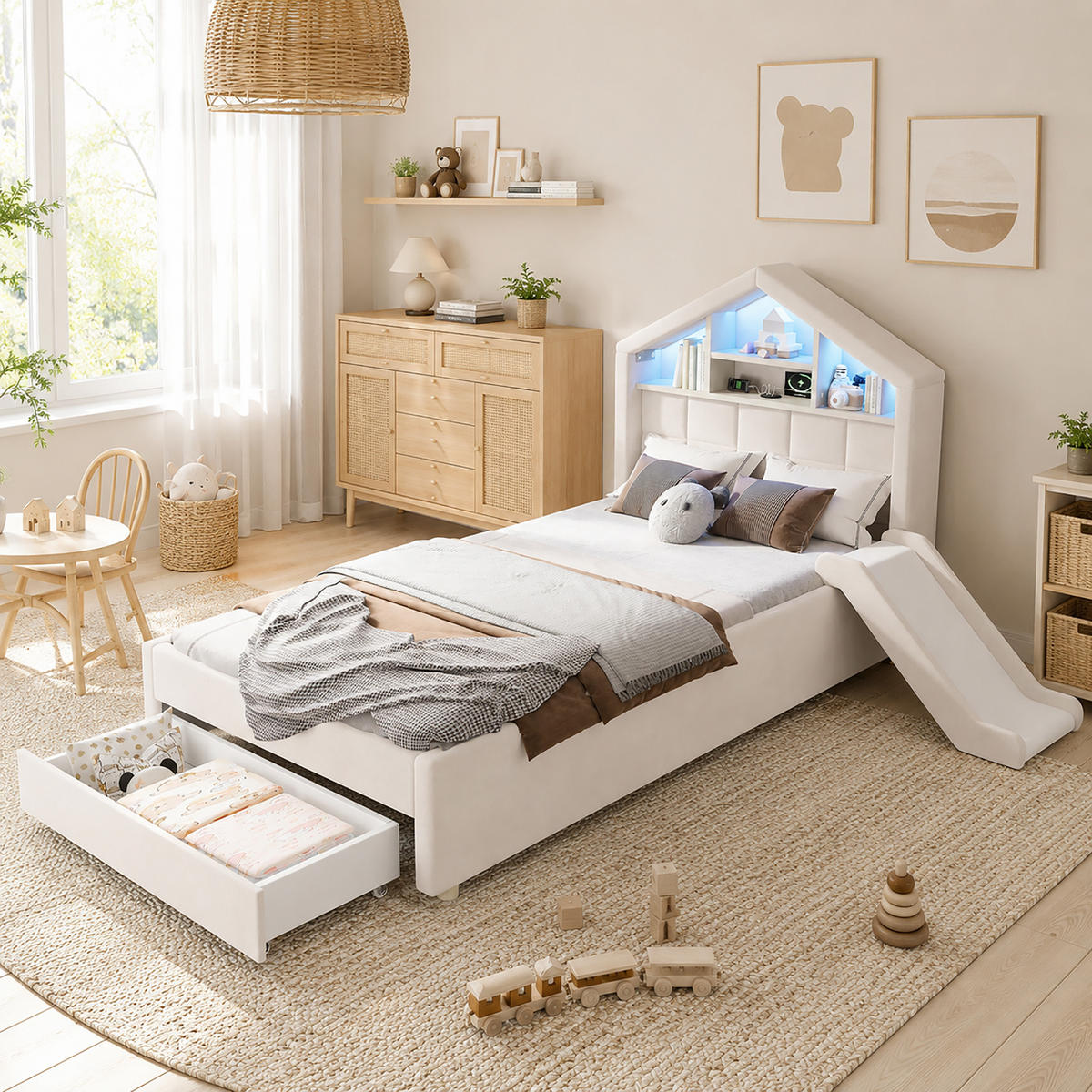 KINDERBETT 90/200 cm Beige - Beige, Textil