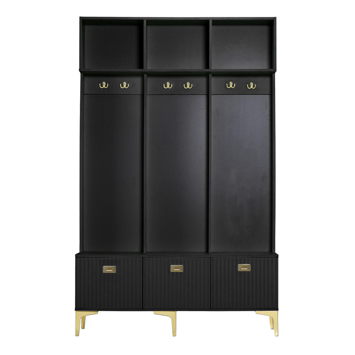 GARDEROBENSET mit Bank 120 x 23,5 x 191,5 cm Schwarz - Schwarz, Holzwerkstoff (40/191/120cm) - Beauniv
