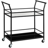 KÜCHENINSEL 75/40/80 cm mit 2 Glasablagen, Rollen und Bremsen, Stahl, Schwarz - Schwarz, Metall (75/80/40cm) - Redom