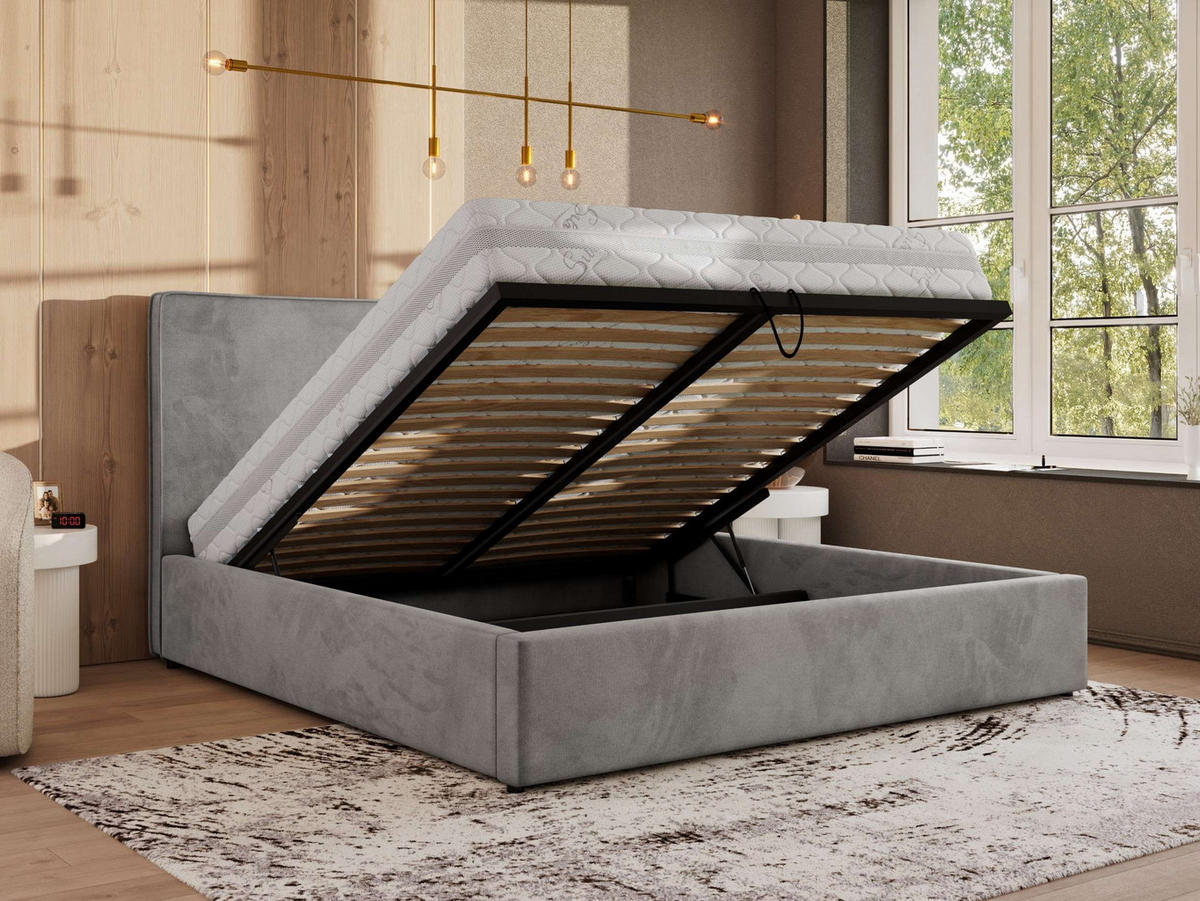 POLSTERBETT CORIVO CLASSIC 200/200 - Hellgrau Velvet - Pocket-Matratze - Hellgrau, Textil (200/200cm) - MKS