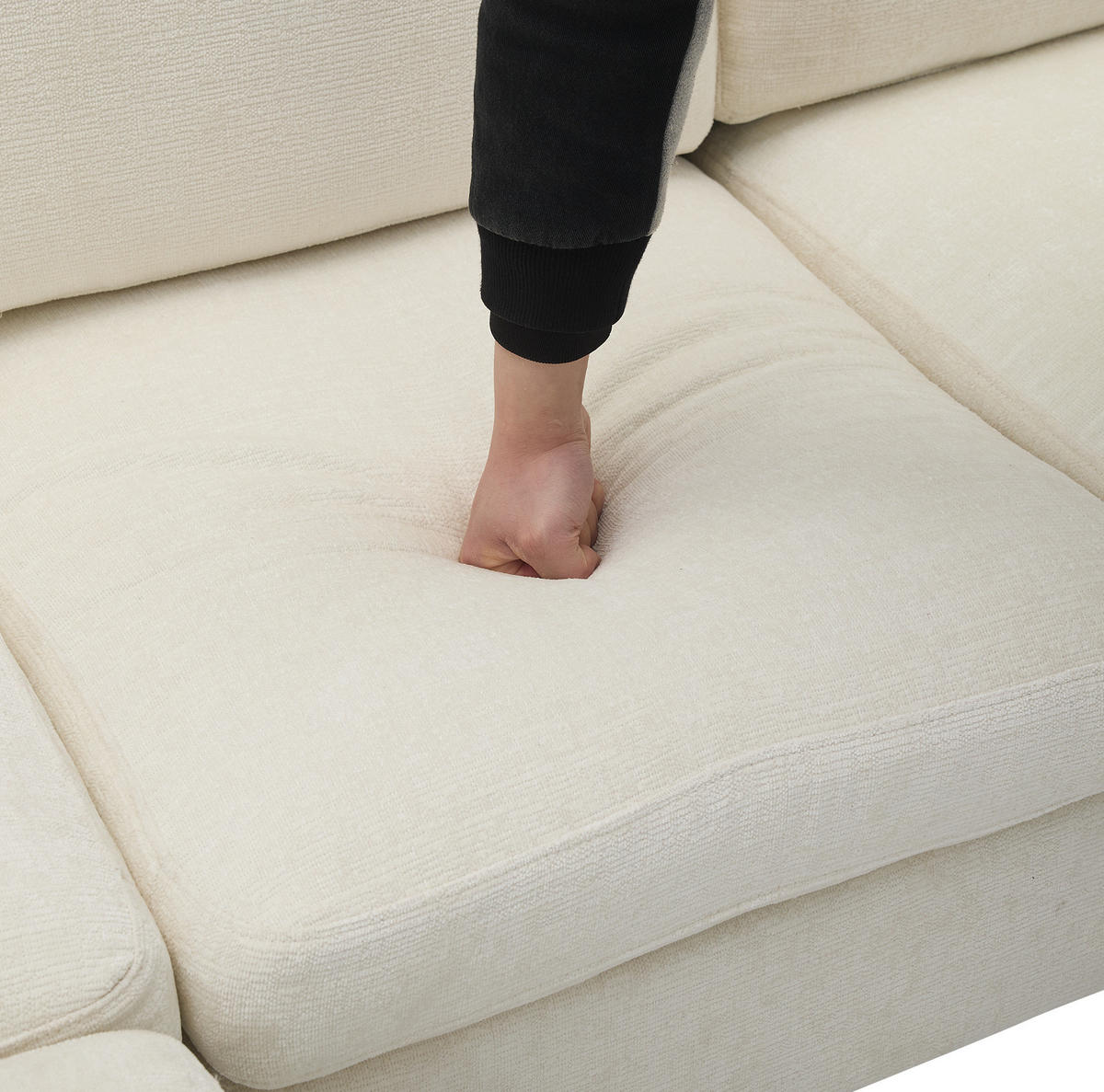 ECKSOFA aus Stoff 194x118x81 cm in Beige mit Schlaffunktion - Beige, Textil (118/81/194cm) - Modfu