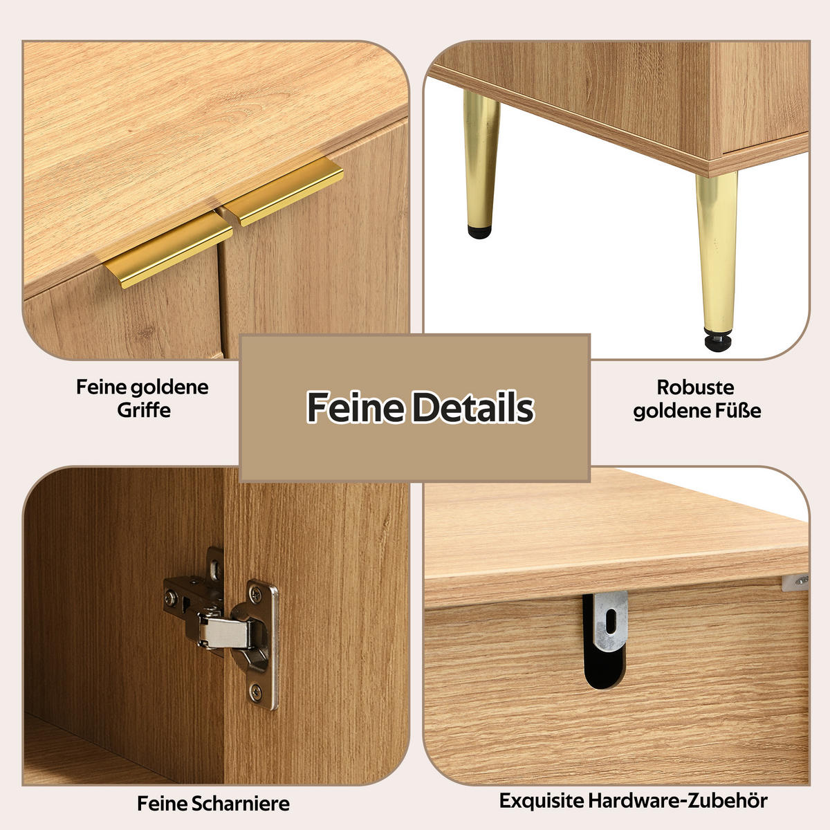 SIDEBOARD 140cm modern Stauraum Anrichte Buffet Wohnzimmer - Naturfarben, Holzwerkstoff (40/72/140cm) - FLIEKS