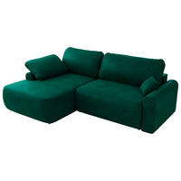 ECKSCHLAFSOFA CUBO L Dunkelgrün Velvet - links - Dunkelgrün/Schwarz, Kunststoff/Textil (273/187cm) - MKS