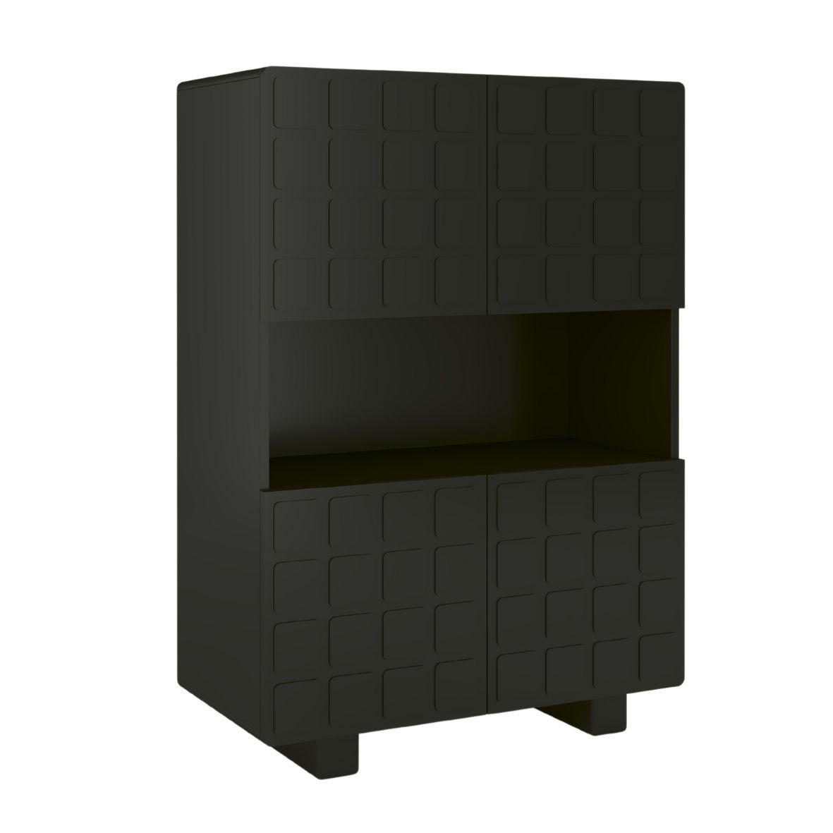 HIGHBOARD Cubo Long, Geometrische 3D Fronten, 85 x 120 cm, Schwarz - Schwarz, Holz/Holzwerkstoff (84.3/120/41.8cm) - Skandica