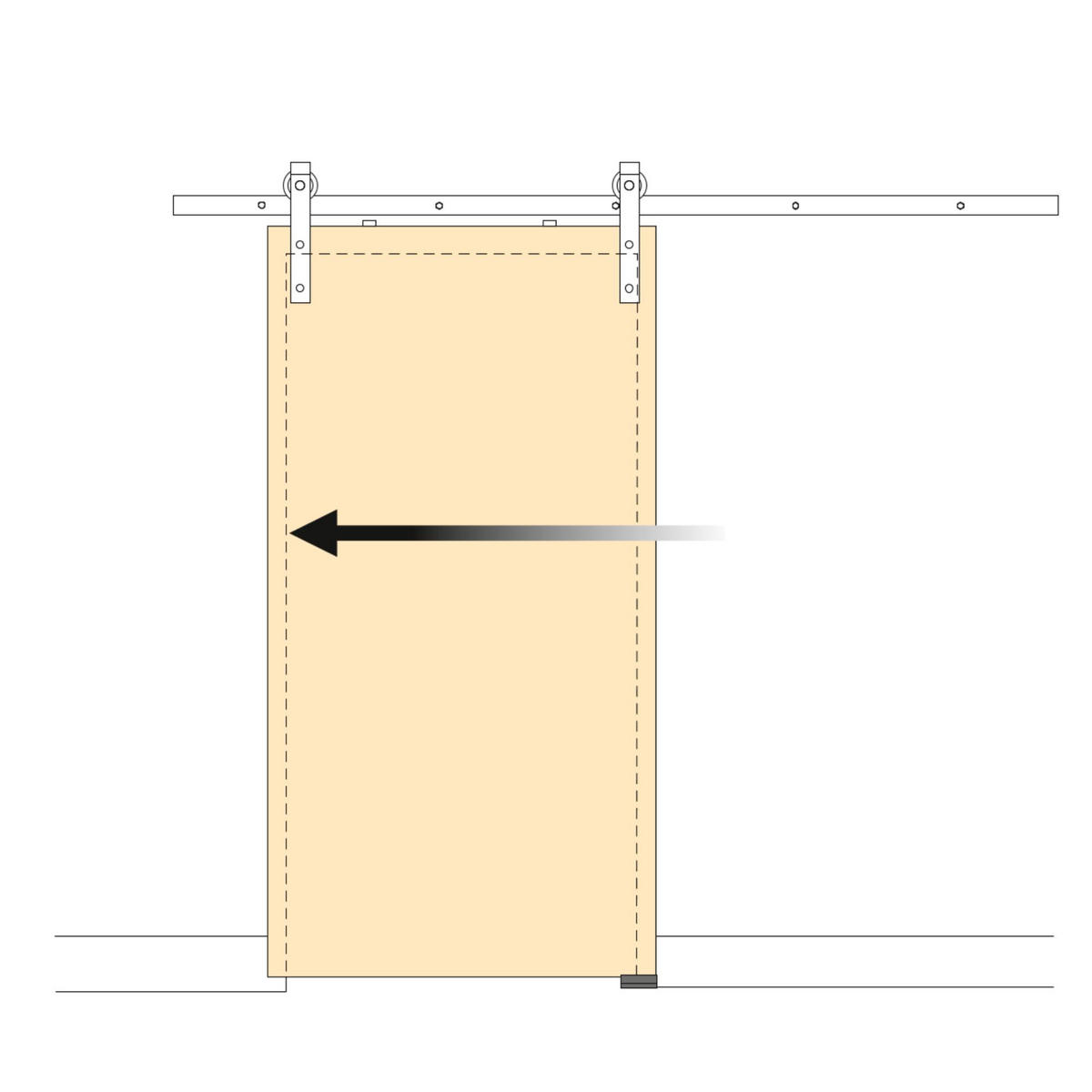 HARDWARE SET für eine Barn Holz Hänge-Schiebetür, mit sanftem Schließen, Paneele nicht inbegriffen, Stahl und Kunststoff, Schwarz lackiert - Schwarz, Metall (10/25/200cm) - EMUCA