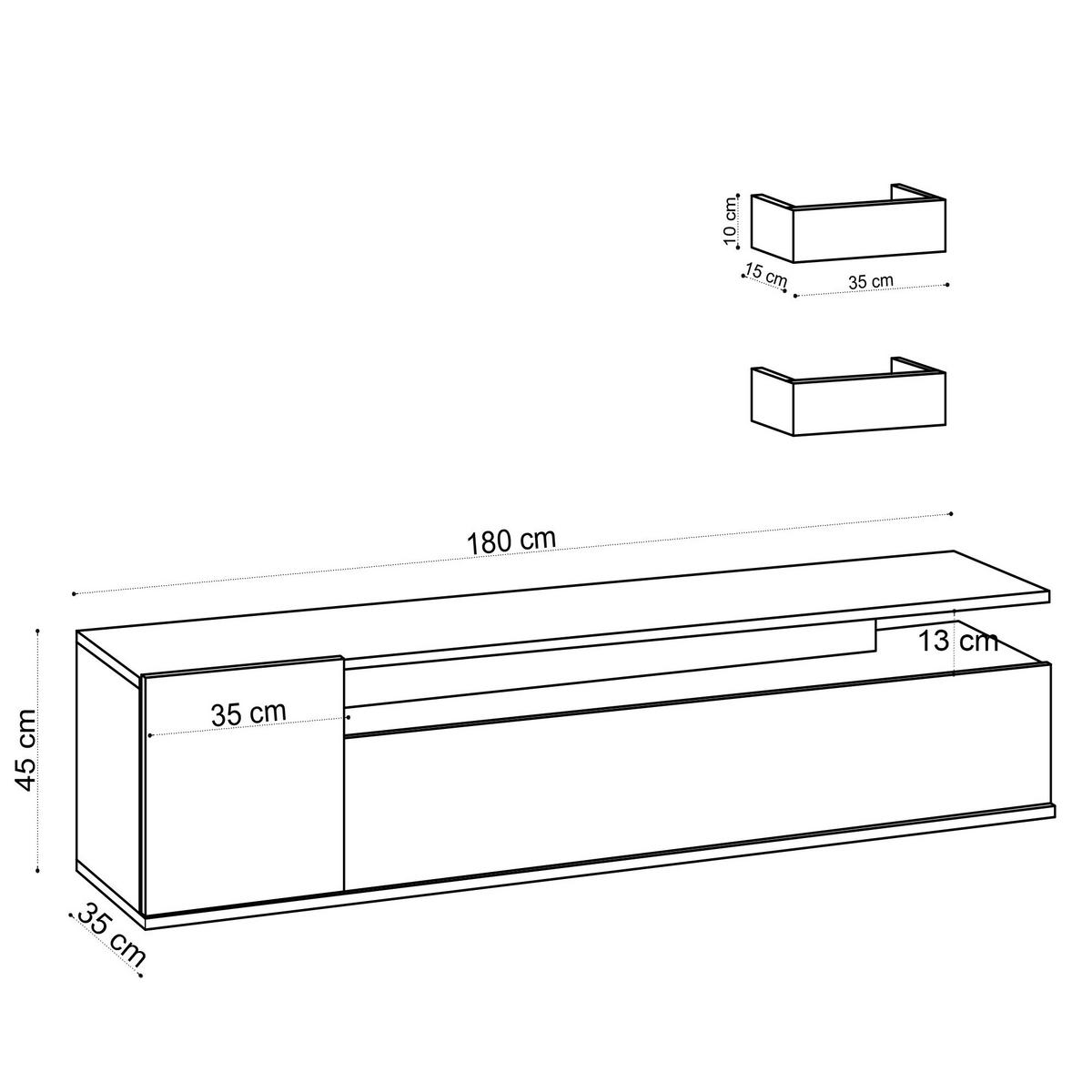 TV-MÖBEL Alika Eiche - Eichefarben, Holz (180/45/35cm) - Habitat Garten