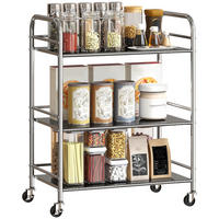 SERVIERWAGEN DE-17131 3 Ebenen Edelstahl 201 Silber - Silberfarben, Metall (35/77/60cm) - ComfortXL