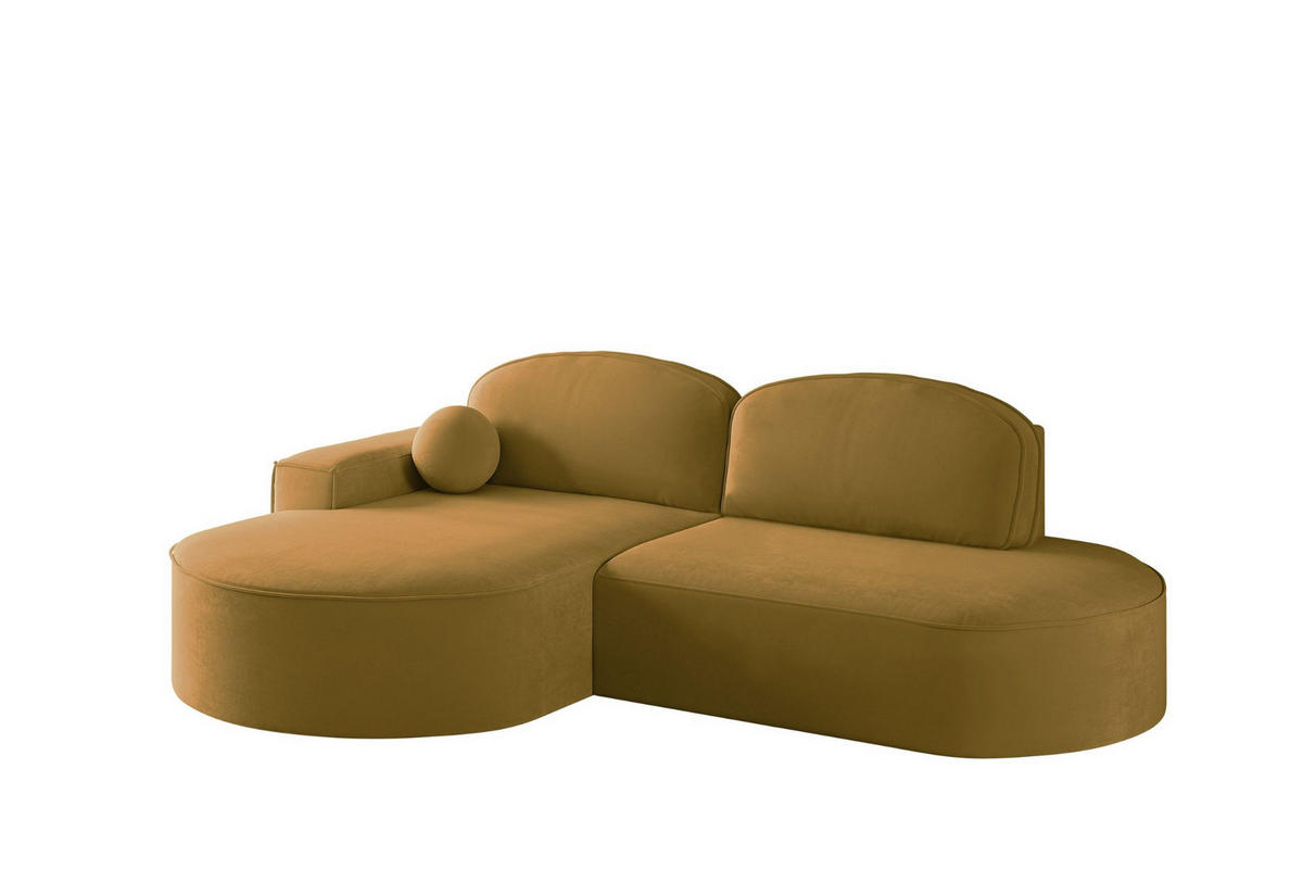 ECKSOFA mit Schlaffunktion und Bettkasten Modena Runden stoff Salvador Gelb Links - Gelb, Holz/Textil (179/278cm) - Kaiser Möbel