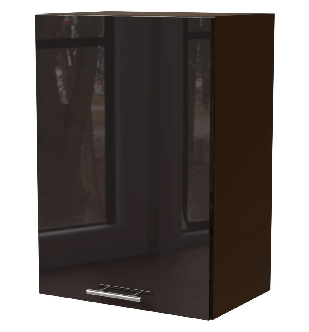 KÜCHENHÄNGESCHRANK Essen W2/50 Schwarz Hochglanz / Lava Matt 50 / 32,5 / 72cm - Schwarz Hochglanz/Dunkelgrau, Holz/Holzwerkstoff (50/72/32.5cm) - Feldmann-Wohnen