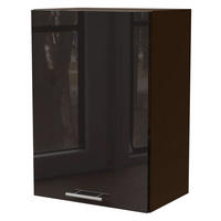 KÜCHENHÄNGESCHRANK Essen W2/50 Schwarz Hochglanz / Lava Matt 50 / 32,5 / 72cm - Schwarz Hochglanz/Dunkelgrau, Holz/Holzwerkstoff (50/72/32.5cm) - Feldmann-Wohnen